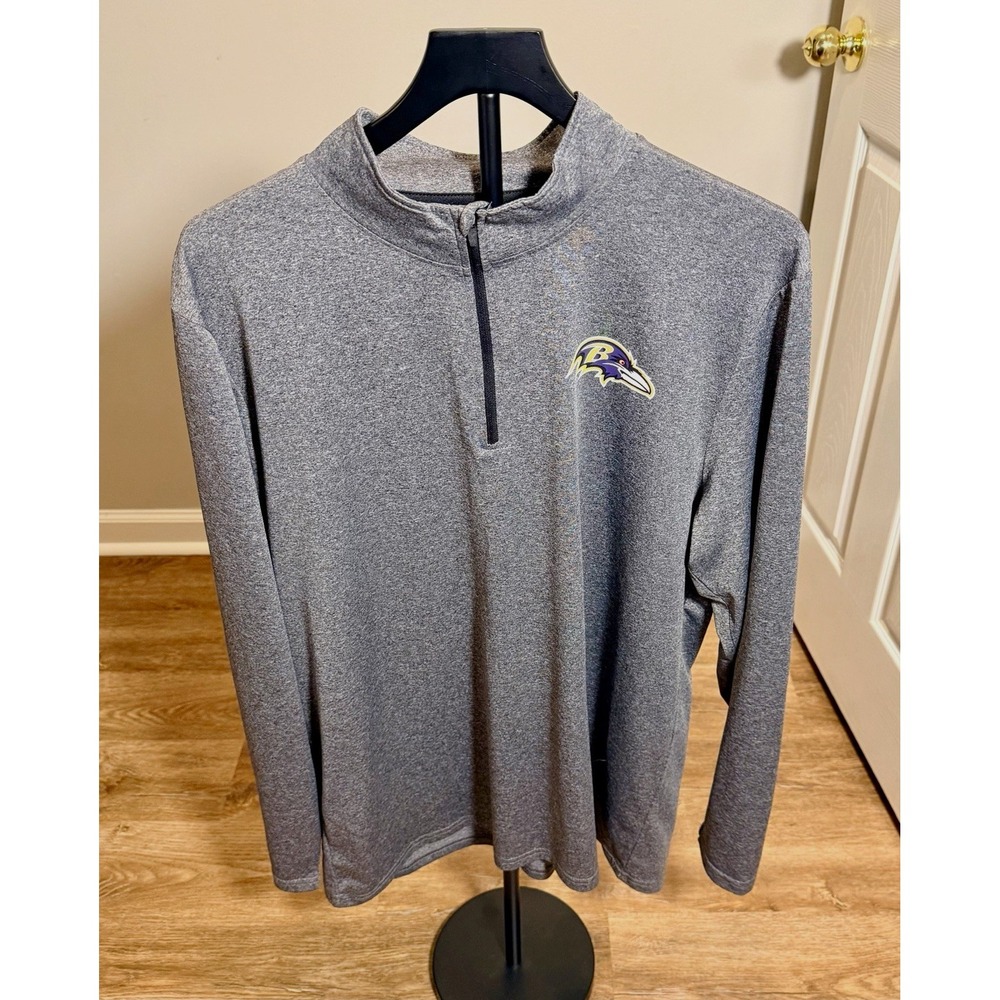 NFL Team Apparel Baltimore Ravens NFL Gray 1/4 Zip Long Sleeve Pullover XL